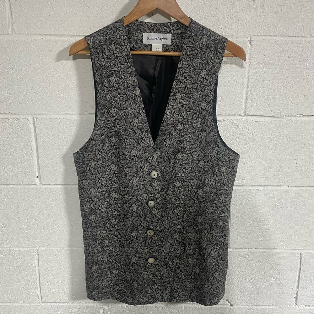 Norton McNaughton Vintage Women Floral Vest Sz 10